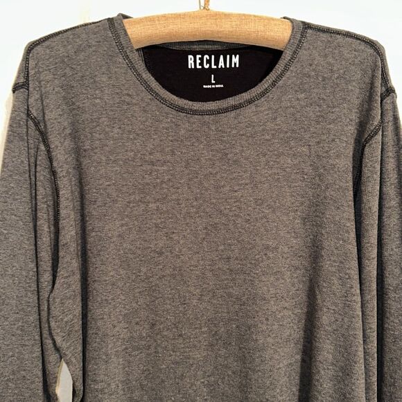 Buckle Reclaim L Crewneck Pullover Knit Army Camo Green Unhemmed Sweater - Picture 3 of 10